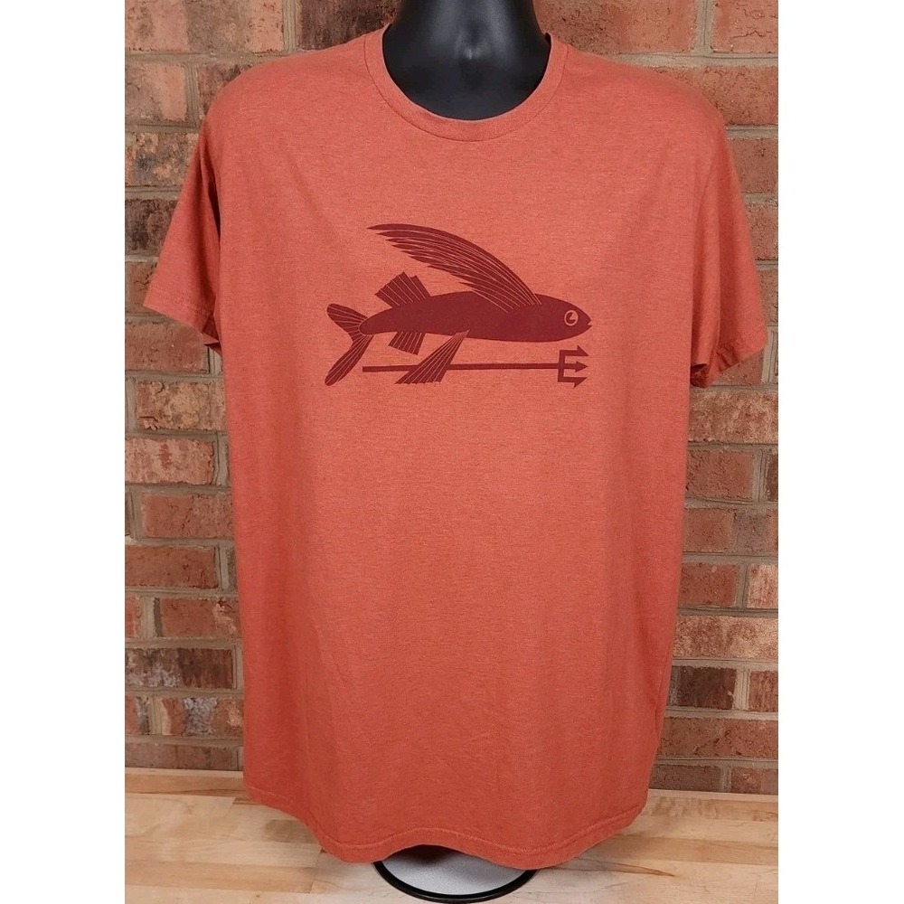 Patagonia Flying Fish Mens Rust Orange Size 2XL Slim Fit T Shirt